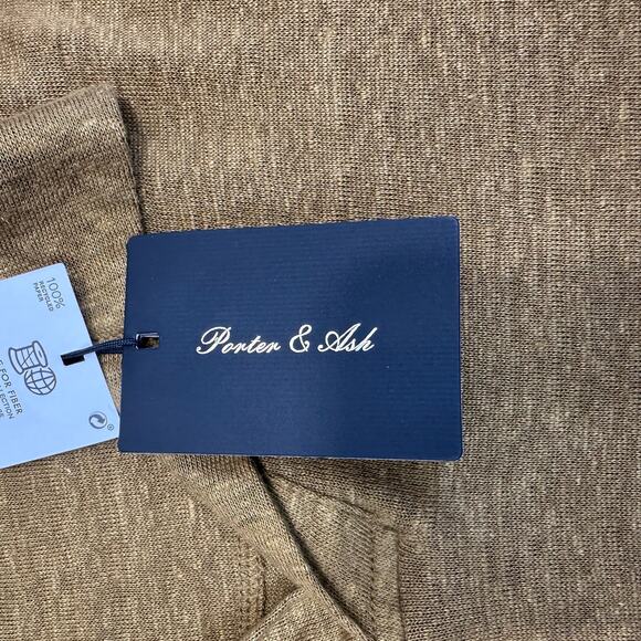Porter & Ash Linen Polo Shirt Mens S Mustard Gold Short Sleeve Pullover V-neck - Picture 4 of 9